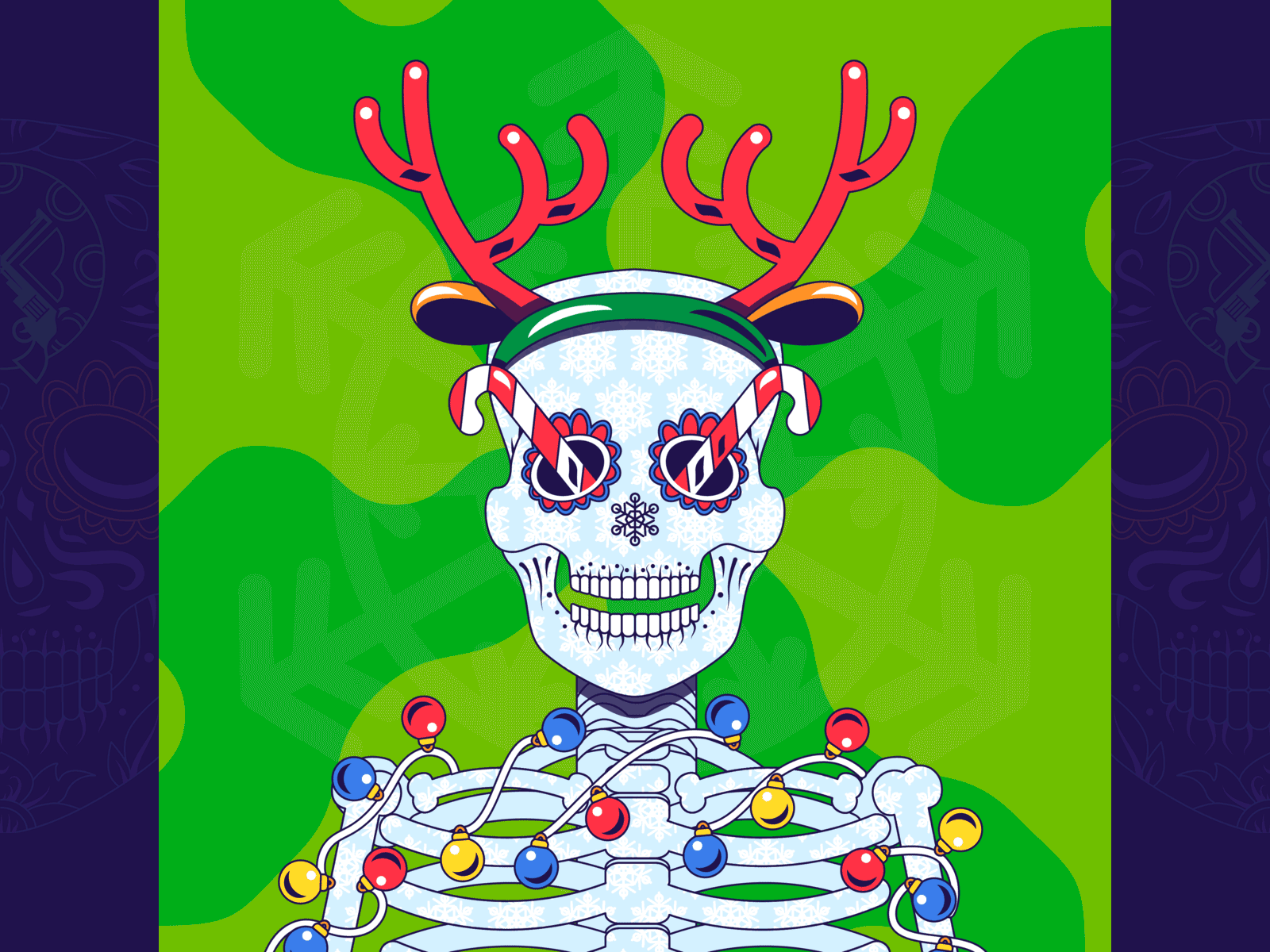 Merry Christmas Fugitives Serial 💀 animation art branding cartoon crypto cryptoart design fun graphic design graphics illustration logo merry motion graphics nft nftart skeleton skull vector xmas