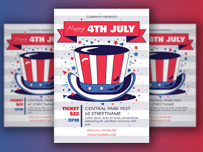 July 4 USA Hat Poster 4th advertising america american banner festival happy hat july united states usa vector