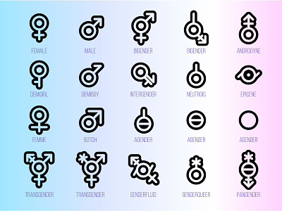 Gender Diversity Set agender androgyne bigender element female gender male orientation set sexual sign transgender