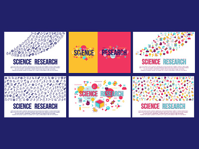 Science Banners Set banner chemical collection equipment flask laboratory magnifier research researching science set vector