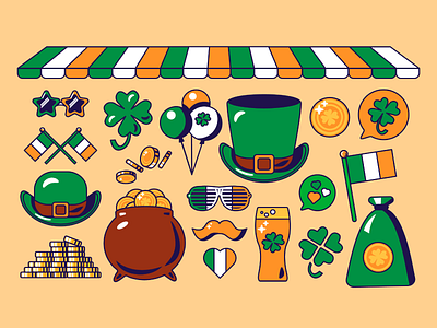 Patrick Day Set celtic day festive flag gold holiday irish patrick saint st talisman traditional