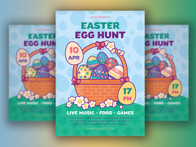 Easter Egg Hunt Basket Poster april basket easter egg egghunt festive greeting hamper happy hunt placard spring