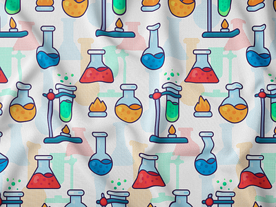 Chemical Science Laboratory Seamless Pattern burning chemical flame flask lab laboratory pattern preparing science seamless tool vector