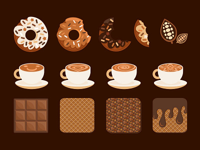 Chocolate Donut Coffee Set beverage cafe coffee cream creamy cup dessert drink espresso foam hot mug