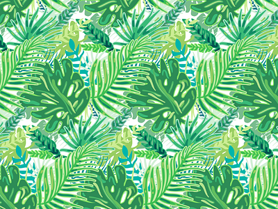 Tropical Green Leaves date fern green leaf ornament palm pattern plant print seamless textile tropical