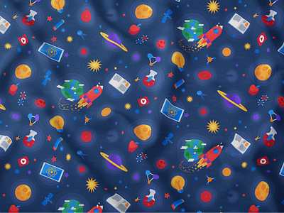 Knowledge Universe Seamless Pattern discovery flying galaxy knowledge pattern researching rocket seamless spaceship universe vector world