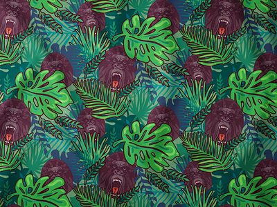 Angry Gorilla Seamless Pattern