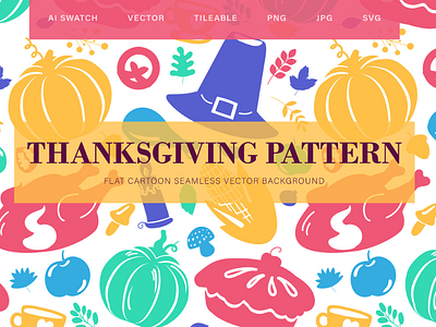 Cartoon Thanksgiving Seamless Pattern