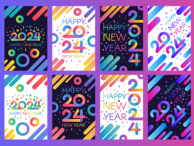 Happy 2024 New Year 2024 banner card design happy invitation new number thousand two vector year
