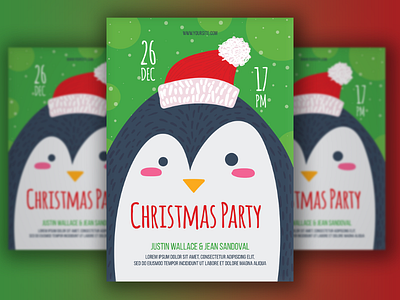 Merry Christmas Poster With Penguin doodle event face festive hat holiday inventional new penguin poster santa text