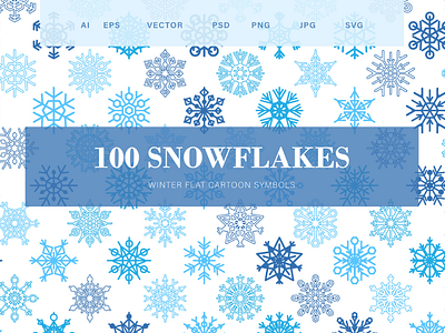 Snowflake Symbols Set collection crystal decoration different flake season set shape snow snowflake vector winter