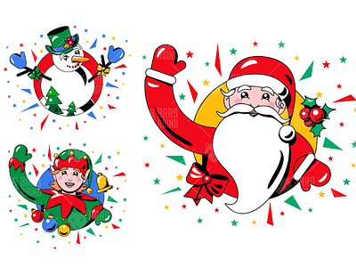 Christmas Characters Set character christmas claus elf father frost gnome holiday illustration santa set snowman