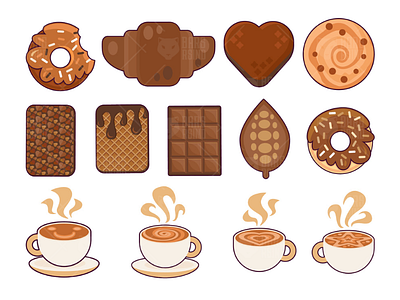 Chocolate Dessert Set bean breakfast chocolate cocoa coffee cookie delicious dessert donut drink sweet waffle