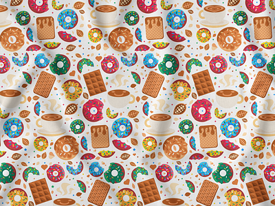 Sweet Chocolate Donut Pattern bean breakfast cacao chocolate cookie delicious dessert donut pattern seamless sweet waffle