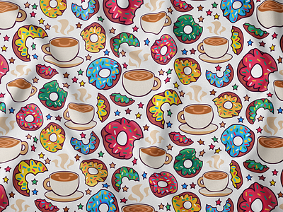 Sweet Donut And Coffee Seamless Pattern breakfast chocolate cocoa coffee delicious dessert donut drink pattern seamless sweet