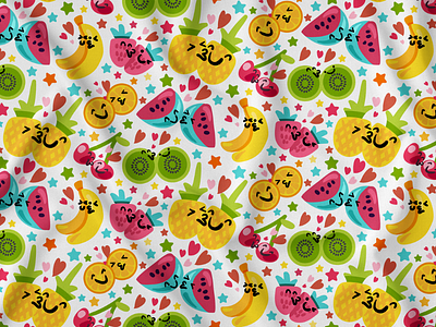 Kissing Fruits Seamless Pattern banana day emoji kiwi orange pattern pineapple seamless strawberry sweet valentine vector