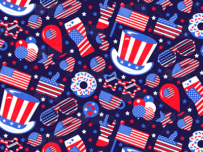 American Independence Seamless Pattern 4th american blue celebration flag freedom independence national ornament pattern seamless star