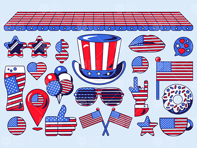 America Symbols Set