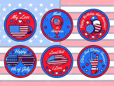 4 July USA Stickers