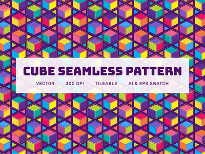 Cube Seamless Pattern 80s cube cubic disco geometric ornament pattern print seamless square textile texture