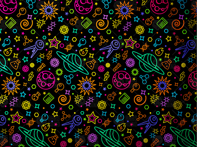 Neon Cosmos Seamless Pattern