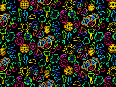 Neon Summer Seamless Pattern