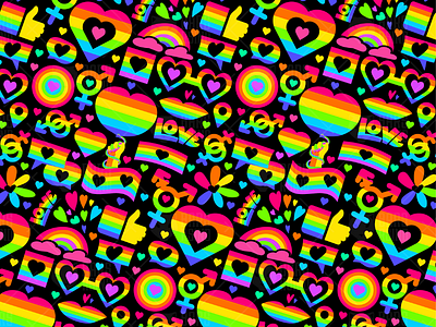 Neon Pride Pattern gender glowing illuminated neon ornament pattern print rainbow seamless sex shining textile