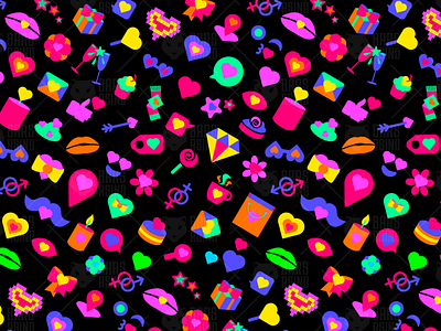 Neon Love Seamless Pattern