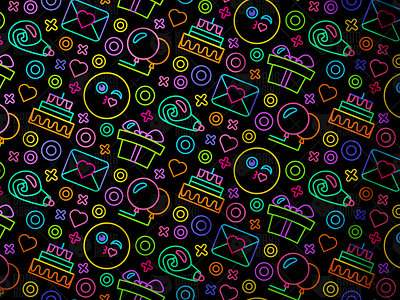 Neon Happy Birthday Pattern