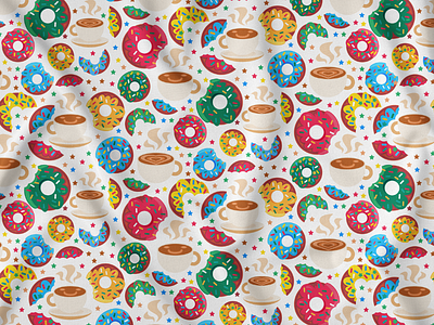 Tasty Sweet Donut And Coffee Seamless Pattern coffee cookie delicious dessert donut energy food hot pattern seamless sweet vector