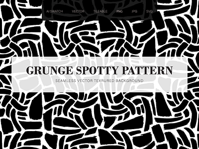 Grunge Black Brush Waves Seamless Pattern acrylic black bristles brush doodle line paint pattern seamless sloppy stroke white