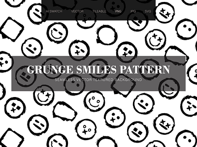 Grunge Smiles Minimalistic Seamless Pattern bubble character emoji emoticon face grunge ornament pattern seamless smile talk template