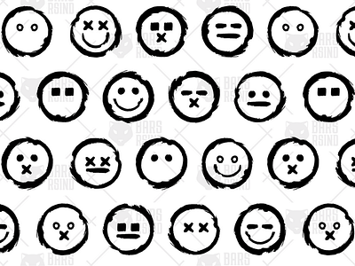 Grunge Smile Flat Seamless Pattern