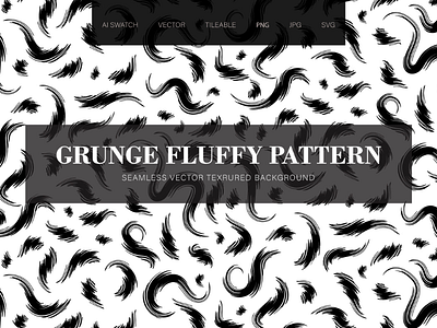 Grunge Fluffy Seamless Pattern airy feather fluffy grayscale grunge hair light pattern pile seamless soft wool