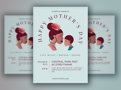Happy Mothers Day Poster a4 afroamerican day flyer happy holiday love mother poster son template vertical