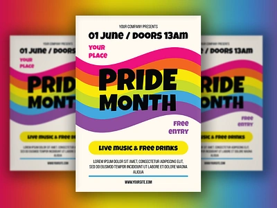 Pride Flyer flag flyer freedom gender holiday lgbt lgbtq pride rainbow sexual template tolerance