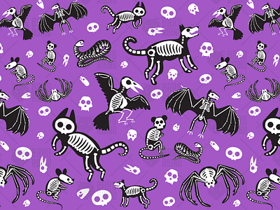 Halloween Animal Skeletons Pattern animal bird chaos element halloween ornament pattern seamless skeleton skull spooky template