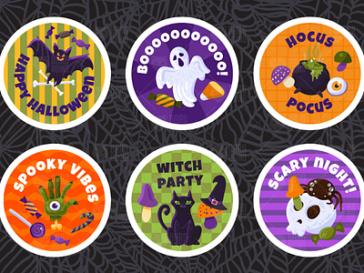 Halloween Stickers Set background cartoon design ghost halloween hat holiday illustration party set sticker vector