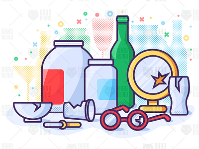 Glass Waste Concept Vector Illustration awareness care clipart global illustration pipette pollution recycle recycling responsibility save separation