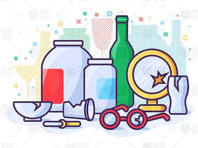 Glass Waste Concept Vector Illustration