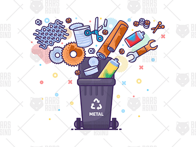 Metal Waste Recycling Container bunch gear heap metal metallurgical nail old pile razor recycling waste wrench