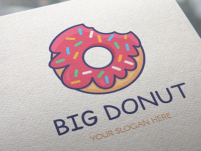 Big Donut Logo Template big bitten business cartoon donut flat glaze icon logo sign slogan vector
