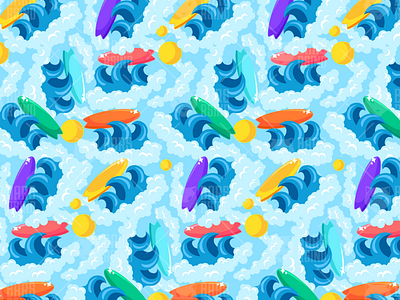 Surfing Adventure Seamless Pattern