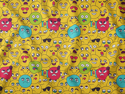 Comic Cute Emoji Seamless Pattern angry comic cute emoji emoticon emotion lovely pattern seamless smile smiling vector