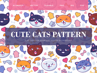 Cute Cats Seamless Pattern