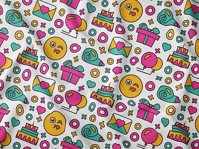 Cartoon Funny Happy Birthday Seamless Pattern