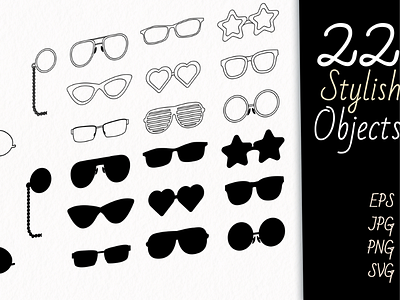 Black Flat Cartoon Vector Eyeglasses Clipart Set by barsrsind on Dribbble