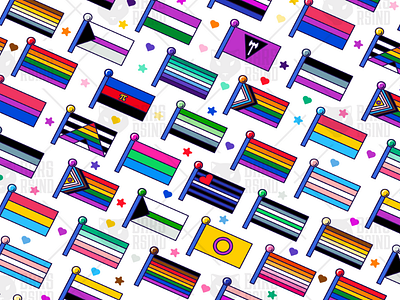 Pride Flags Outline Seamless Pattern