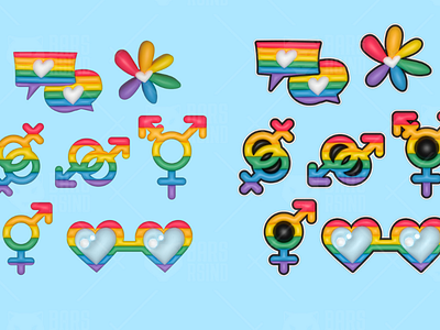 3D Pride Stickers 3 d effect lesbian lgbt lgbtqi pride rainbow set vector volume