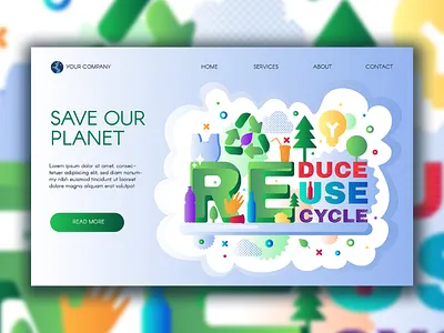 Recycle Waste Landing disposal garbage icon vector landing page recycle recycling site slide slider waste web